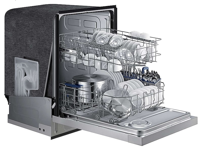 04 Dishwasher DW80J3020US Dishes Left open Silver